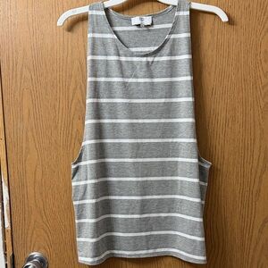 Gray Striped Women's Muscle Tank Top